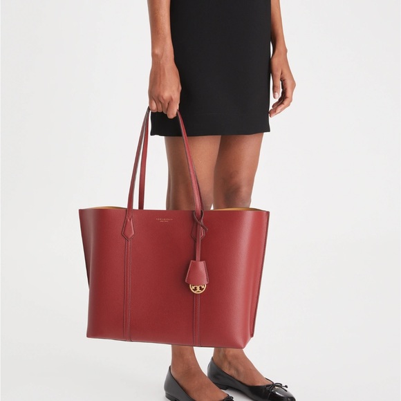 NWT Tory Burch Leather PERRY TRIPLE COMPARTMENT TOTE BAG NEW With tag dust bag - Picture 2 of 10